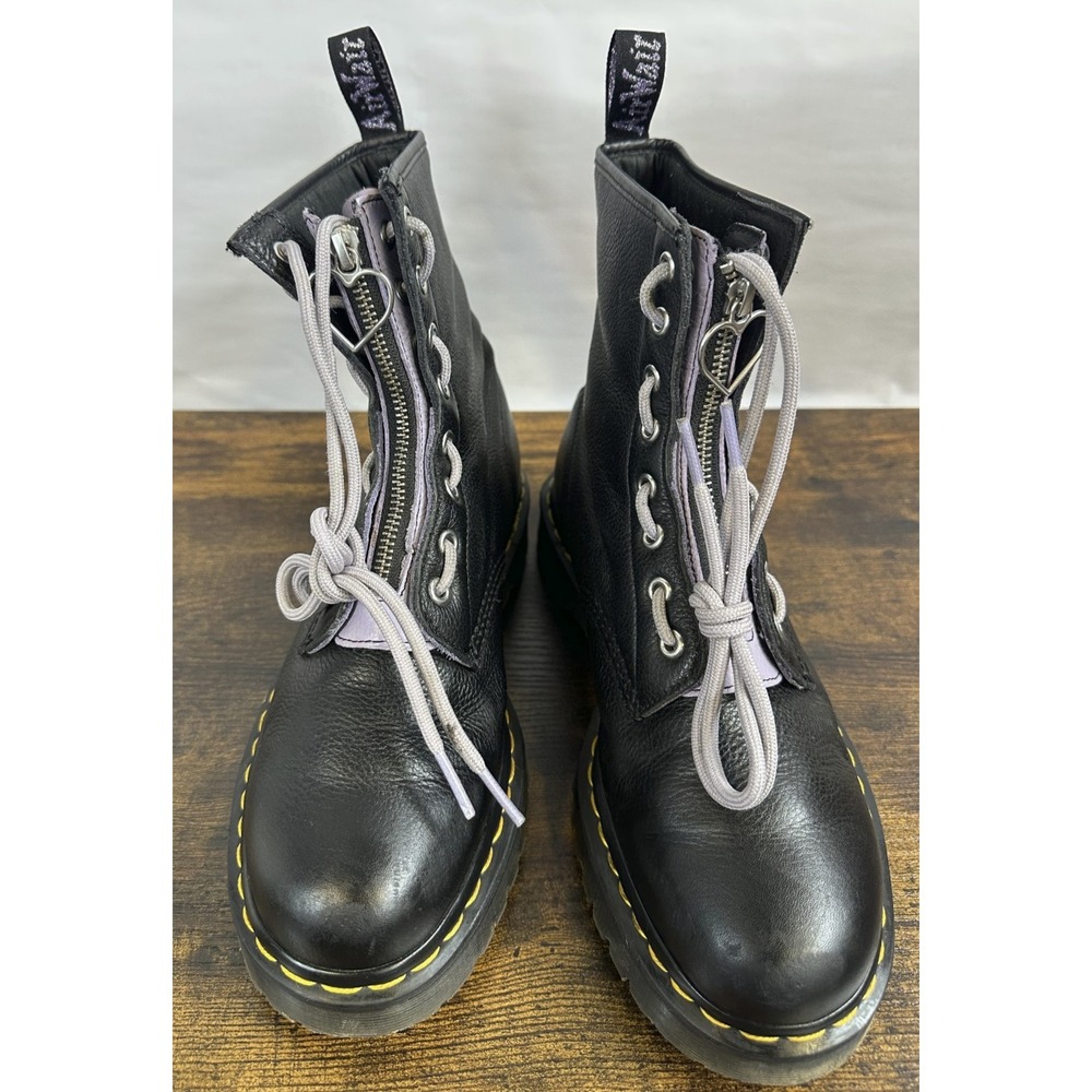Dr Martens 1460 Zip Heart Black Purple Lace up Combat Boots Goth Punk Grunge 10 - Picture 6 of 16